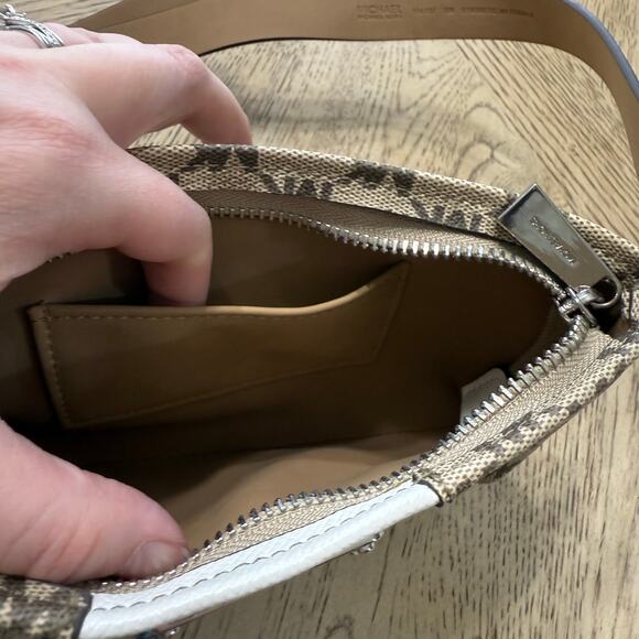 Michael Kors White Tan Monogrammed Fanny Pack Belt Bag - Picture 5 of 9